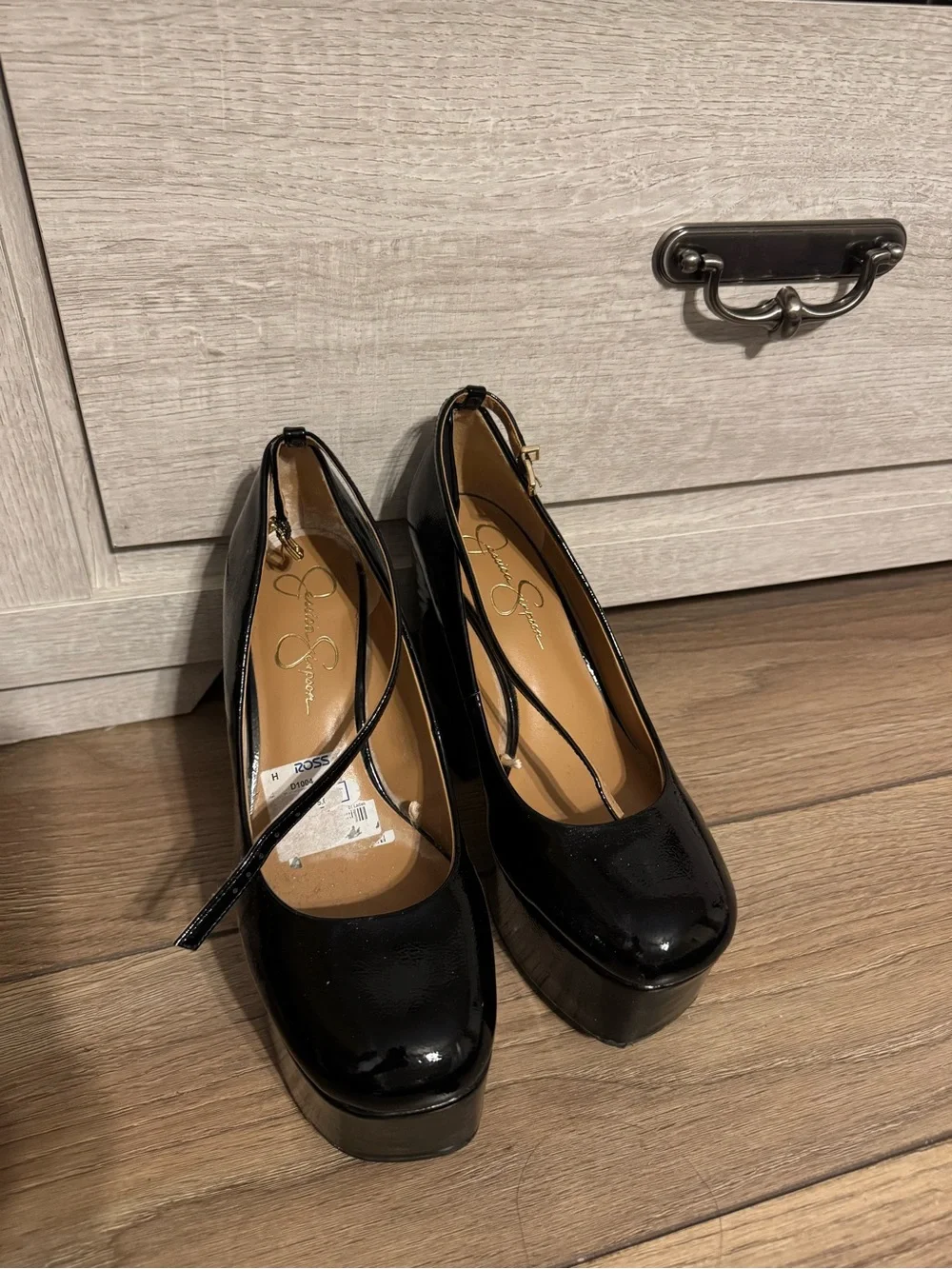 Jessica Simpson Black Patent Platform Slingbacks